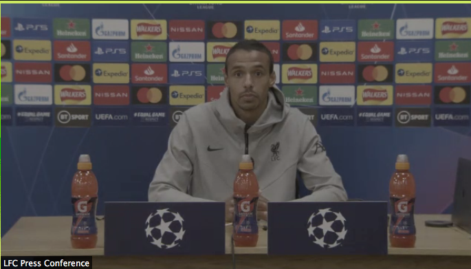 Joel Matip during today's press conference