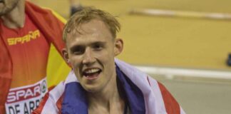 Liverpool Harrier Jamie Webb after securing a silver medal at the 2019 European Indoor Championships in Glasgow.
