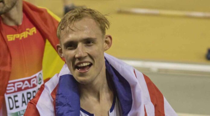 Liverpool Harrier Jamie Webb after securing a silver medal at the 2019 European Indoor Championships in Glasgow.