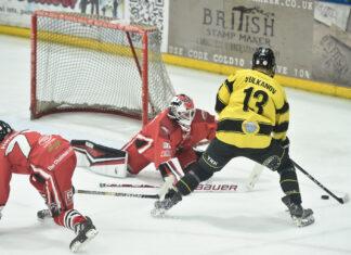 Vlads Vulkanov scores for the Widnes Wild against Solihull Barons Credit: Widnes Wild