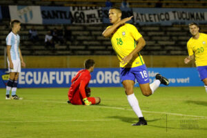 Richarlison playing for Brazil