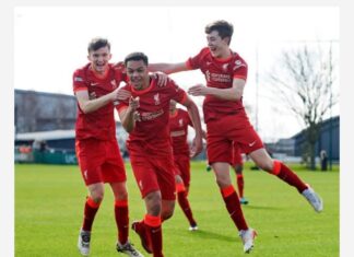 Liverpool Under 18's celebrating - courtesy of Lee Jonas
