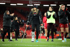 Leanne Kiernan in crutches