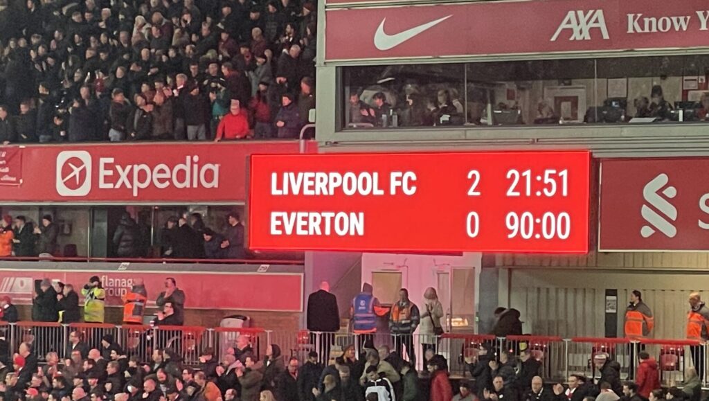 Final Scoreline Liverpool vs Everton - Photo taken by Anna Malyon