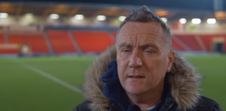 Micky Mellon after Doncaster away, 7/2/23, photo via Tranmere Rovers (with permission)
