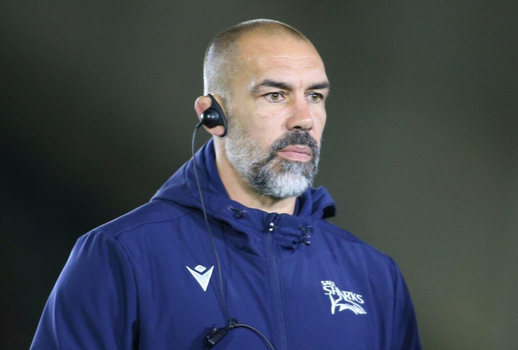 Sale Sharks Head Coach Alex Sanderson during the Premiership Cup match between Newcastle Falcons and Sale Sharks at Kingston Park