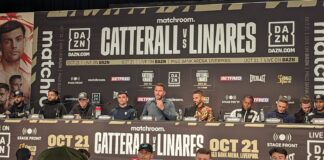 Eddie Hearn chairs the press conference for the Jack Catterall vs. Jorge Linares fight in Liverpool