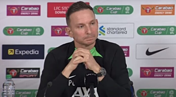 Pep Lijnders, assistant manager Liverpool, EFL QF presser - pic courtesy of lfc