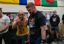Strongman athlete Lewis Bolton in action.
