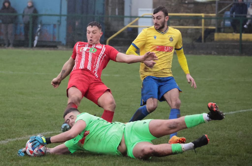 Joe Barker collides with a goalkeeper - image by Mark Gambles 