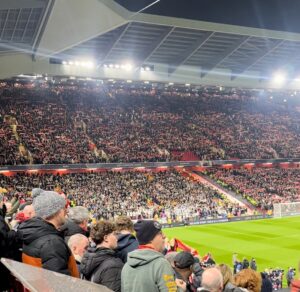 Liverpool and Real Madrid fans building the atmosphere before their Champions League fixture