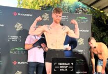 Boxer Paul Ryan weighing in ahead of his fight with Dzmitry Atrokhau