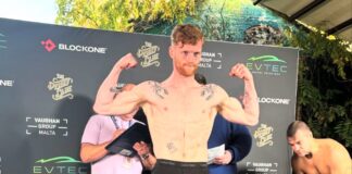 Boxer Paul Ryan weighing in ahead of his fight with Dzmitry Atrokhau