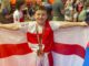 Zack Donnelly celebrates his WKC Gold medal for England in Albufeira, Portugal. Pic by Paul Donnelly