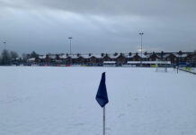 Warrington Rylands pitch in snow