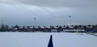 Warrington Rylands pitch in snow