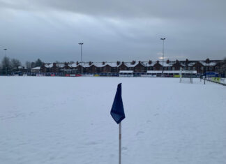 Warrington Rylands pitch in snow