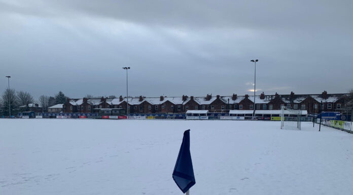 Warrington Rylands pitch in snow