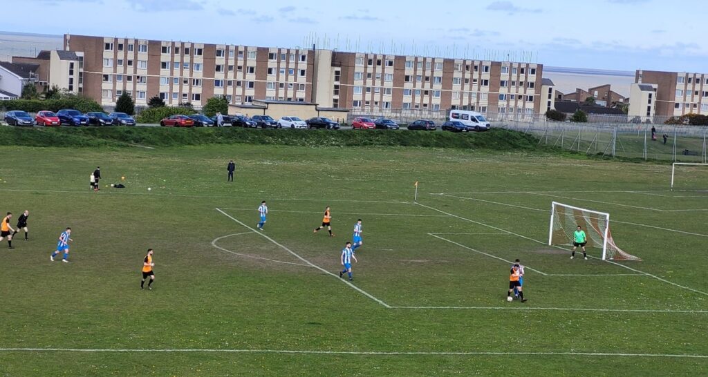 New Brighton Town FC in action away to Northwest Harriers (Image by Jack Burgess)