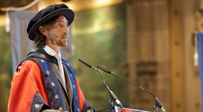 Tommy Fleetwood receiving honorary fellowship from LJMU. Picture taken by Clare Tweed.
