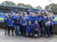 A group of female Bury FC fans inside Gigg Lane including Zoe Hitchen