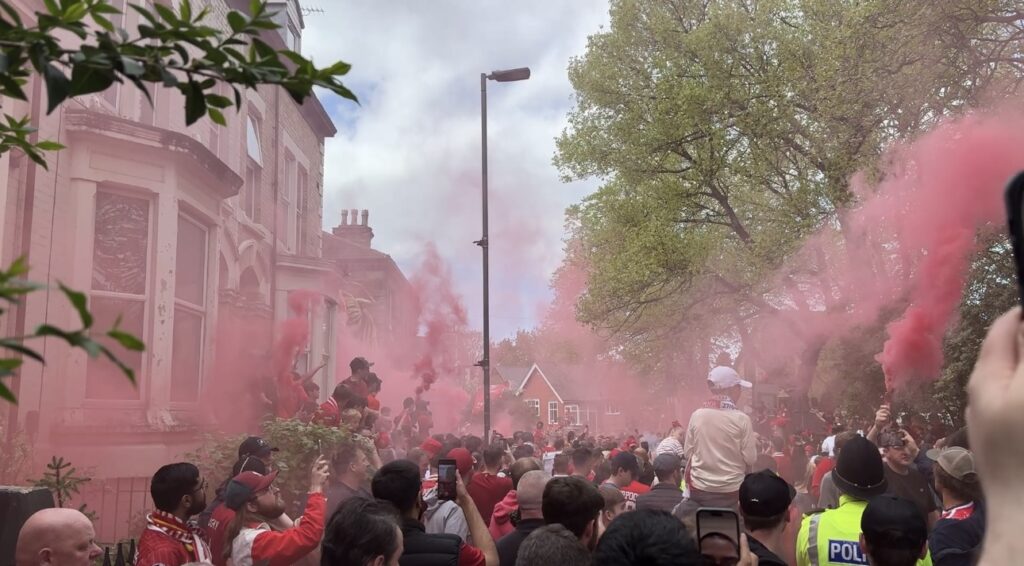 Liverpool fans lining the Anfield Road by Daniel Moffat