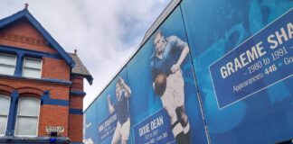 Outside Goodison Park showing Dixie Dean. Photo by Jack Cheseldine