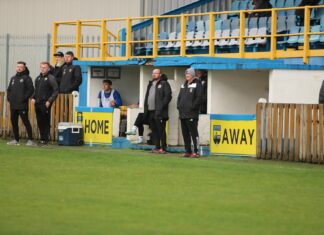AFC Liverpool coaching staff. Pic by Grace Johnson