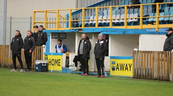 AFC Liverpool coaching staff. Pic by Grace Johnson