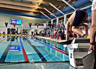 Merseyside at heart of British Lifesaving as RASCALS open season in Wavertree Competitor taking stance before the 100m Super Lifesaver race at the RASCALS meet. Pic by Aled James.