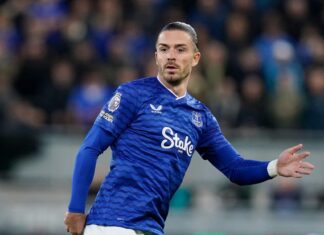 Jack Grealish is on loan at Everton from Manchester City - Free to Use Alamy
