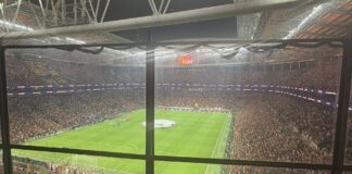 View from the Liverpool away end at Rams Park