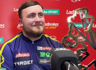 Luke Littler with UK Open Trophy
