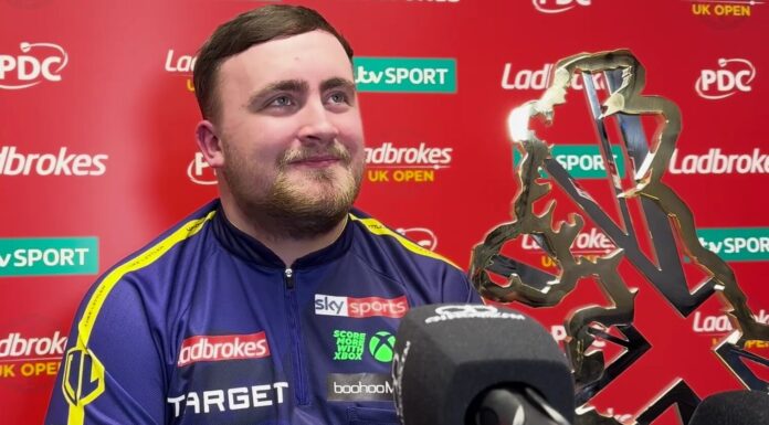 Luke Littler with UK Open Trophy