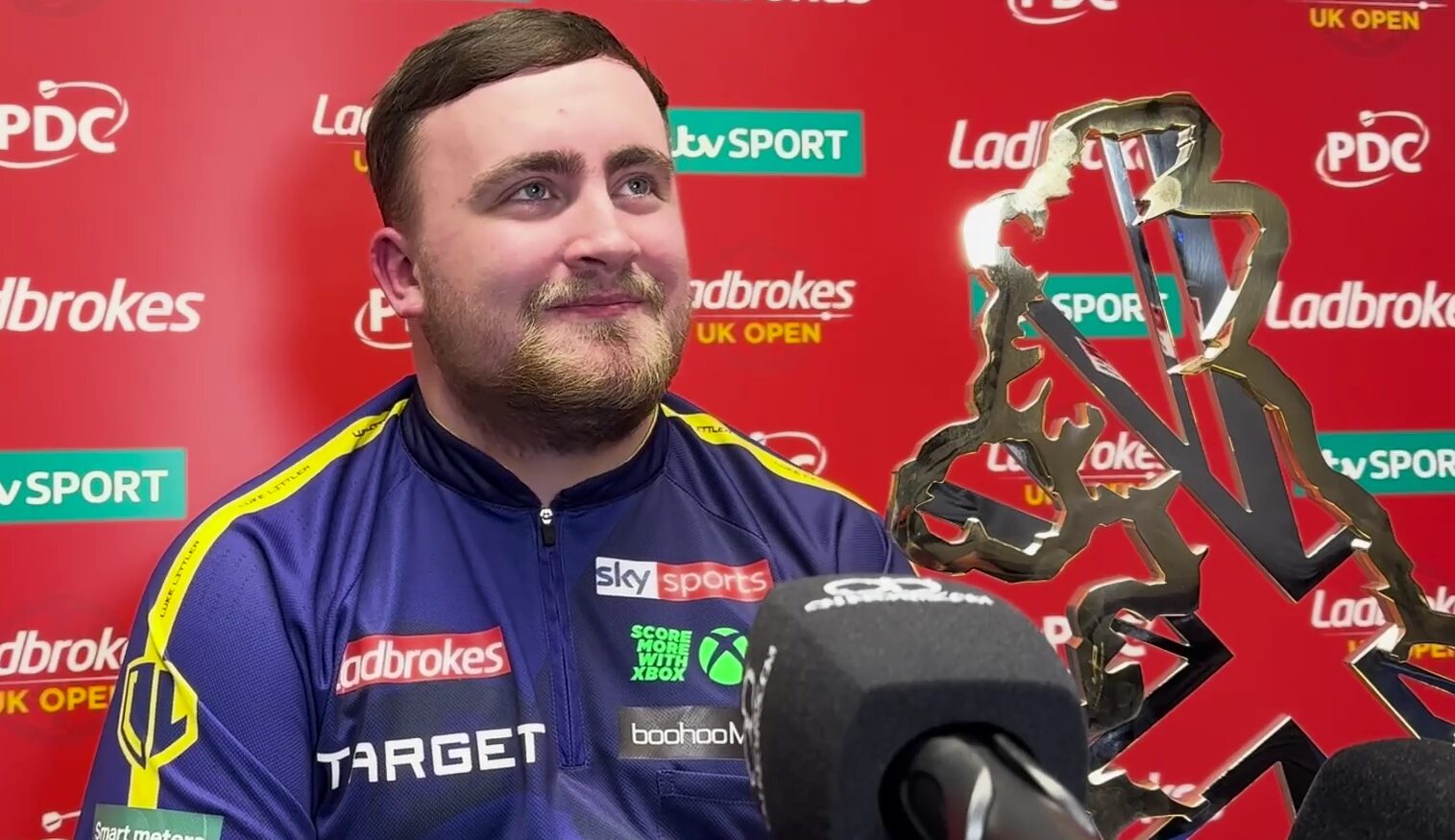Luke Littler with UK Open Trophy