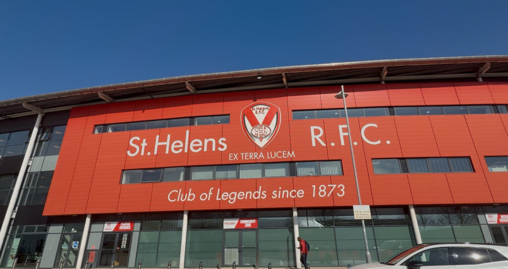 Outside the main stand at the St Helens rugby league stadium