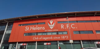 Outside the main stand at the St Helens rugby league stadium