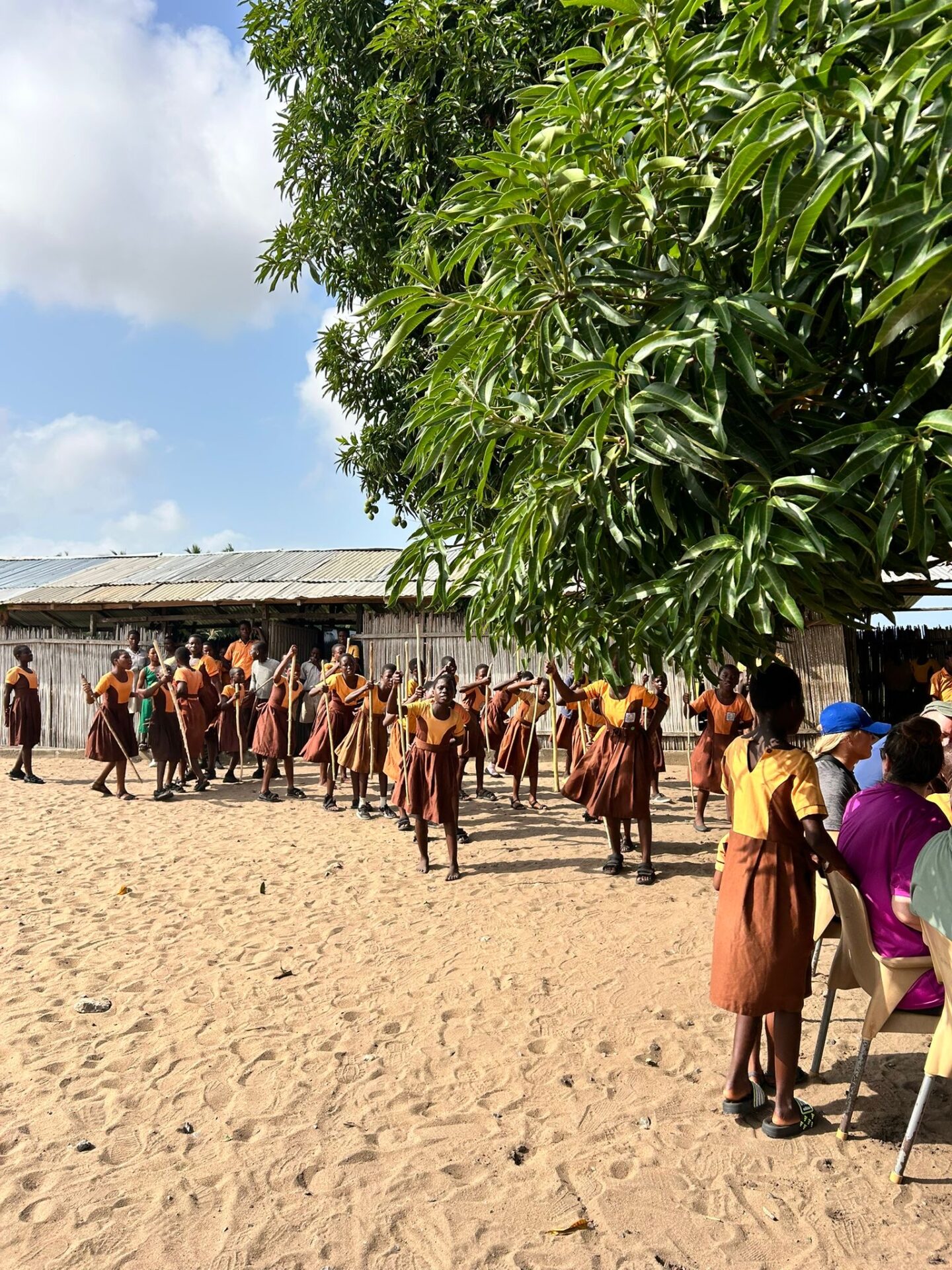 Eitc received a special welcome when they arrived in Ghana. Pic by Danny Prentice.