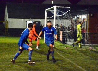 Academy Football: Living the dream but not happy Zak Catesby celebrates scoring for Cammell Lairds 1907