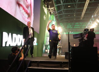 Luke Littler waves fans on following victory in the World Championship. Photo by Alex Parker.