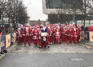 Liverpool covered in sea of red during largest Santa dash to date
