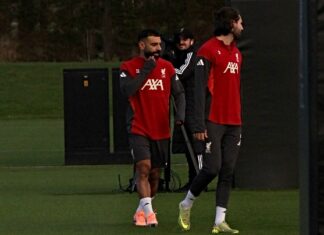 Mo Salah at Liverpool training today - December 8th