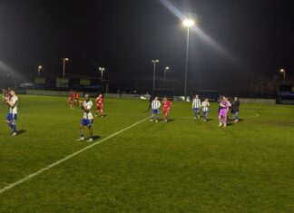 Wythenshawe players clapping Luke Patrick