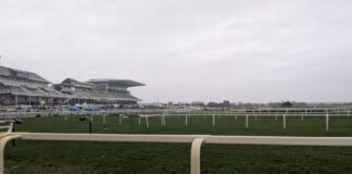 Aintree Racecourse in the rain/ Credit Luke Patrick