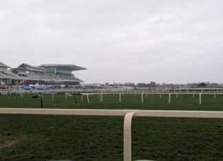 Reindeer replace racehorses as festive race hits Aintree Aintree Racecourse in the rain/ Credit Luke Patrick