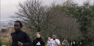 Liverpool Harriers Athletes training ahead of Indoor Northern Championships season opener in Sheffield, this coming weekend. Pic by Aled James.