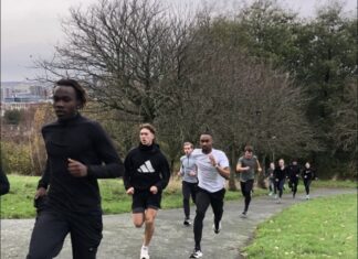 Liverpool Harriers Athletes training ahead of Indoor Northern Championships season opener in Sheffield, this coming weekend. Pic by Aled James.