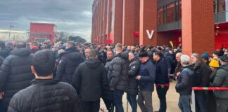 Anfield Queue outside Main Stand - Liverpool
