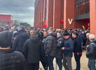 Anfield Queue outside Main Stand - Liverpool