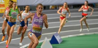 Keely Hodgkinson at the 2023 European Indoor Championships in Istanbul Attribute Erik van Leeuwen (bron: Wikipedia) GNU Free Documentation License, Version 1.2